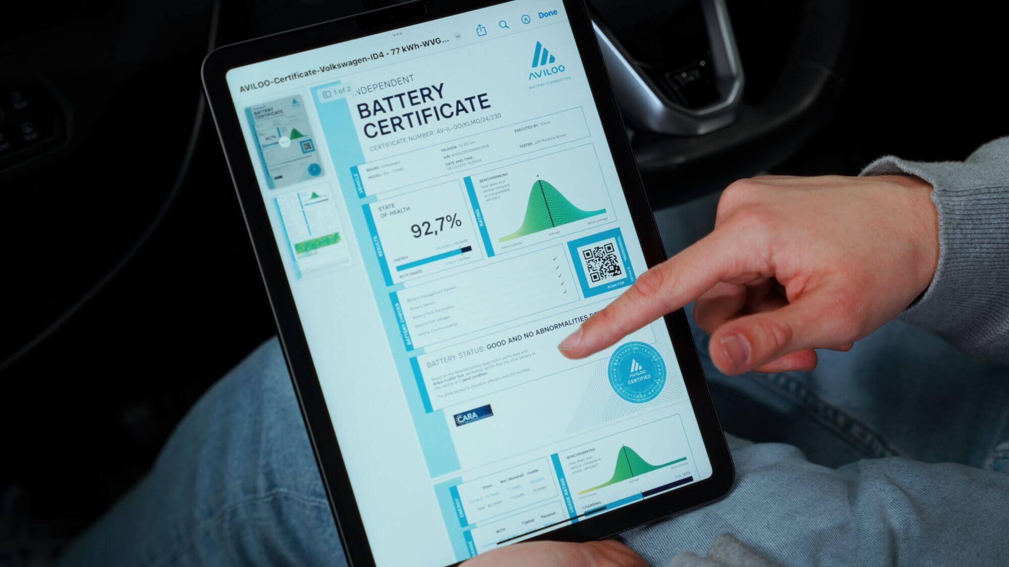 Beispiel eines AVILOO Batteriezertifikats